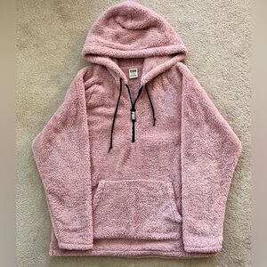 Victoria’s Secret PINK half zip sherpa hoodie, pink, L